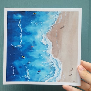 Morning Paddle Print, Ocean Art, Coastal Print, Surf Art, Surf Gift, Surf Aesthetic, Beach Painting, Beach Print, Surfer, Boho