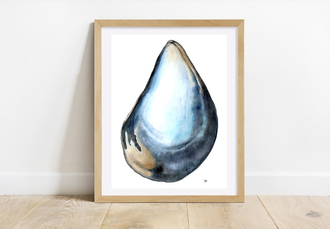 Marsh Mussel Watercolor Print, Shell Watercolor Print, Giclee Print ...