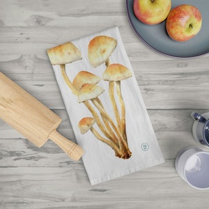 Mushroom Tea Towel, Mushroom kitchen hand towel, mushroom kitchen decor, mushroom watercolor, cottagecore, mushroom kitchen art