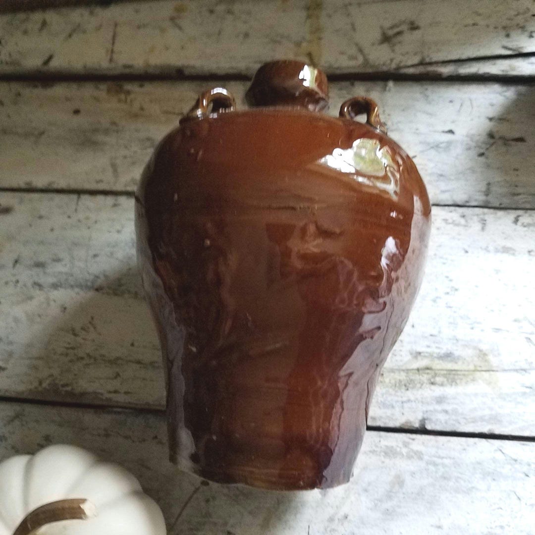 Vintage Brown Pottery Jug With Loop Handles - Etsy