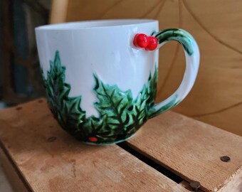 Vintage Lefton Christmas Cup: Holly & Ivy Design