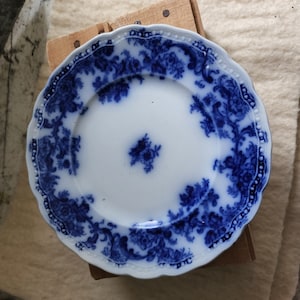 1891 / New Wharf Pottery / Flow Blue /  Salem Dishes / New Wharf / Antique Dishes / Farmhouse / Cottage / Earthenware / Burslem / English