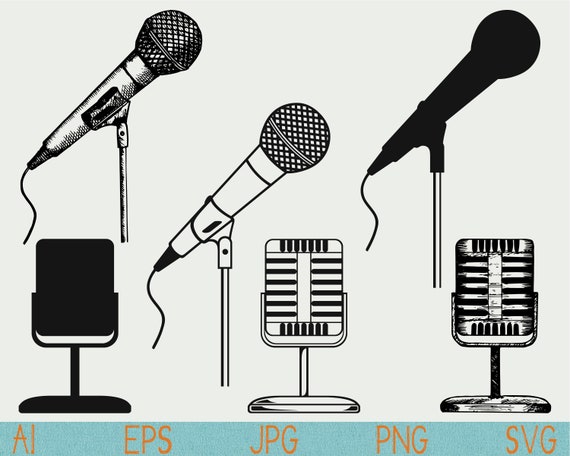Microphone Svgaudiovoicekaraokerecordstudiosilhouettepngcut Fileepscricutvectorclipartstencillogodoodlesketchhand Drawn