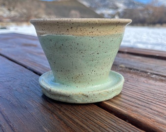Sage Carved Speckled Clay Coffee Pour Over & Dripper