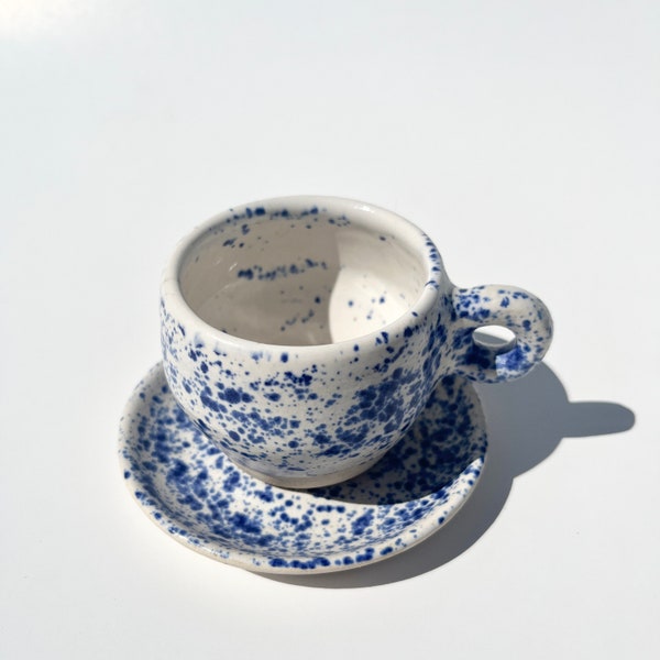 Espresso Cup Set in Blue Splatterware