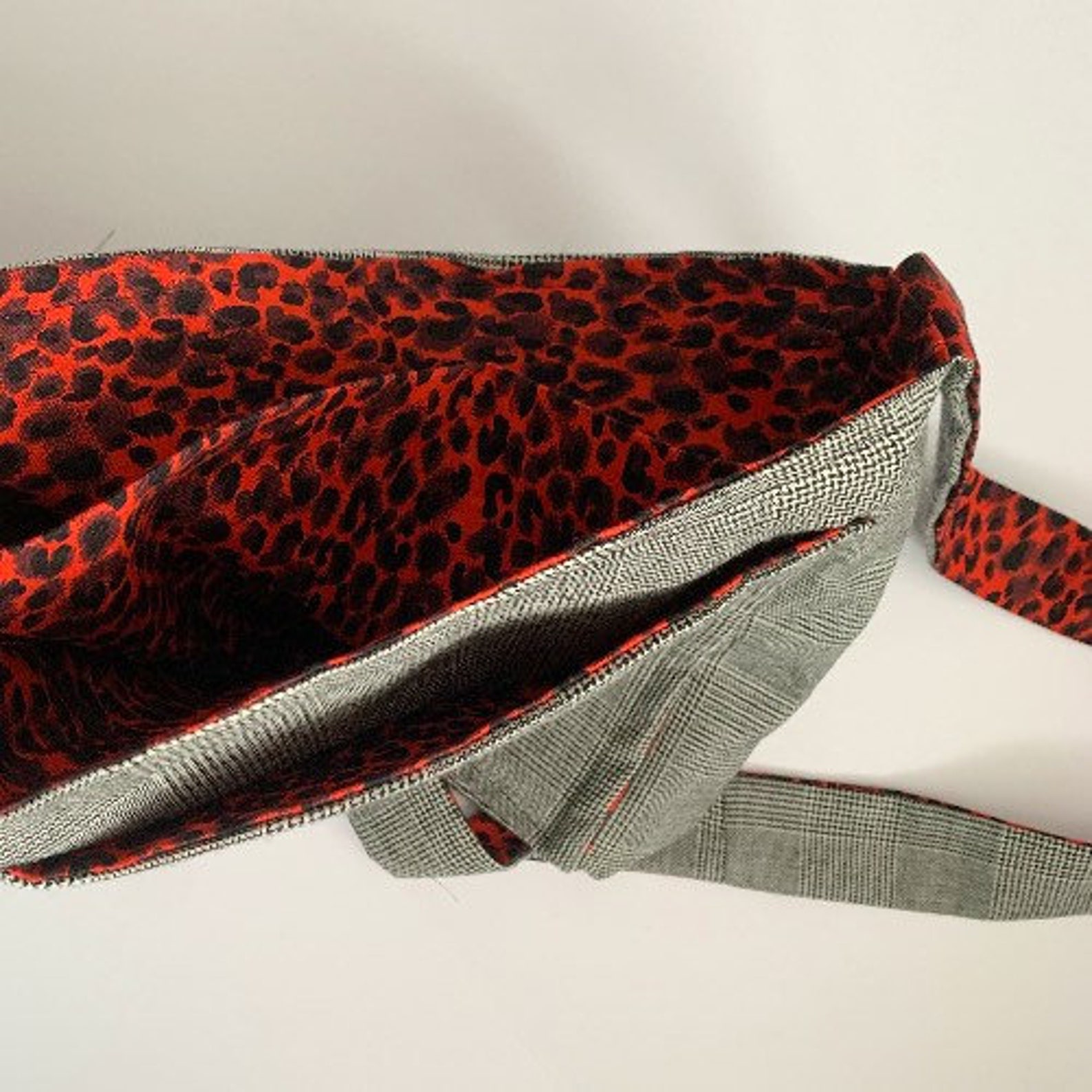 Crossbody Bag Red Leopard Print Tote Reversible Messenger Etsy