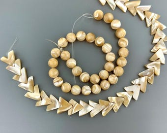 Natural Beige Mother of Pearl MOP V-Shaped Triangular Arrow Beads
