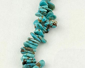 Number 8 Turquoise Small Tab Briolette Beads: Small Blue Gemstone Strand