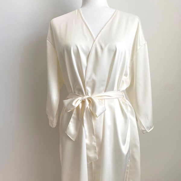 NEW! Ivory Petal Hem Silky Satin Bridal Party Robes in 12 Colors - Bride Robe - Bridesmaid Robe - Ivory Satin Robes for the Wedding Party