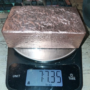 Hand Poured 7plus lb Pure Copper Bar Ingot, Collector or Casting