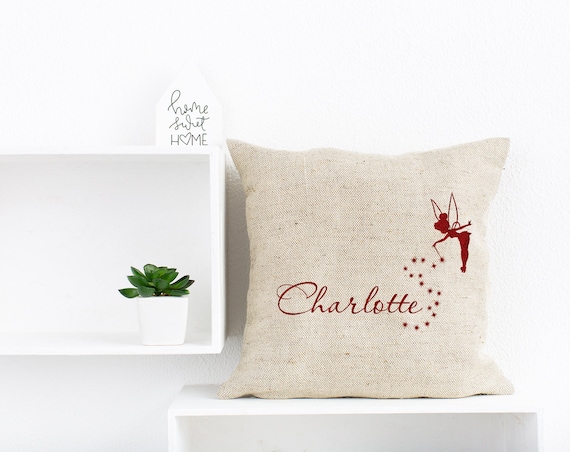 Natural Burlap Personalized Tinkerbell pillow | Etsy