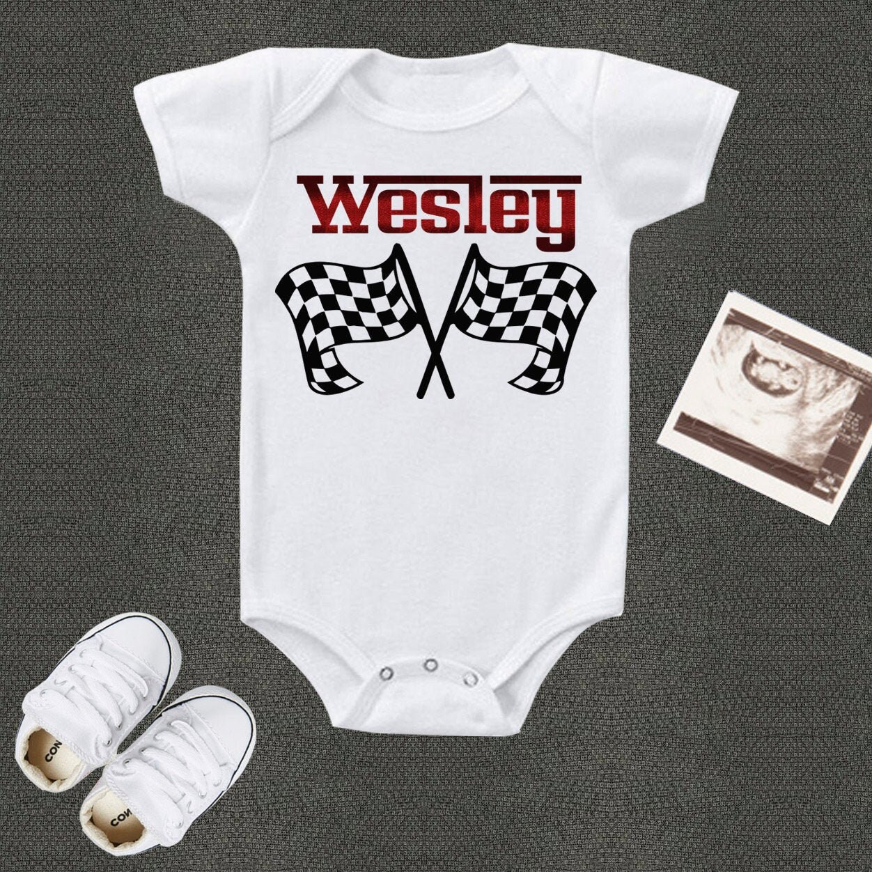 Personalized Racing Baby Boy Bodysuit. First Baby's Etsy
