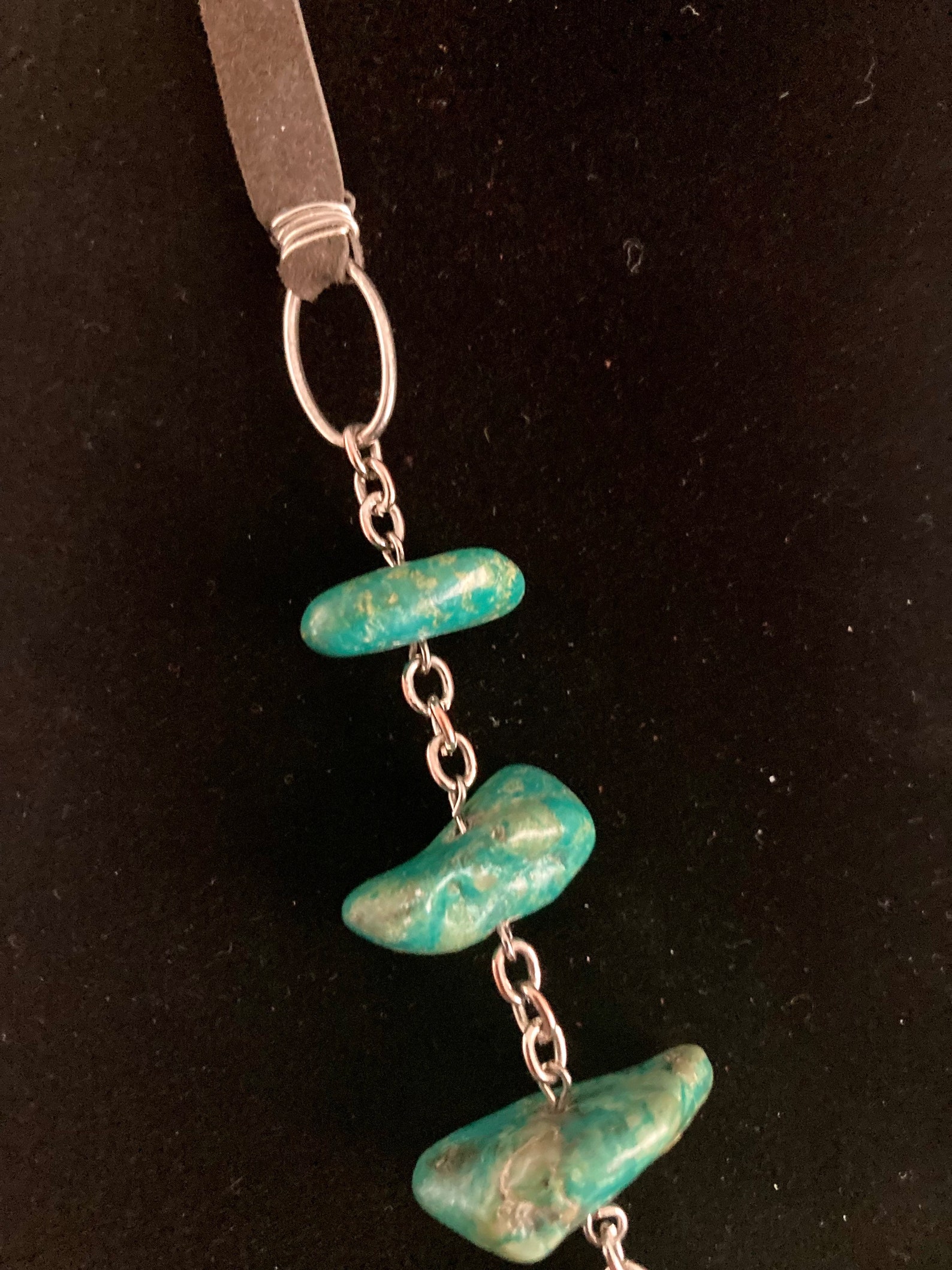 Green Pawn Turquoise and Lamb Skin Repurposed Necklace Etsy