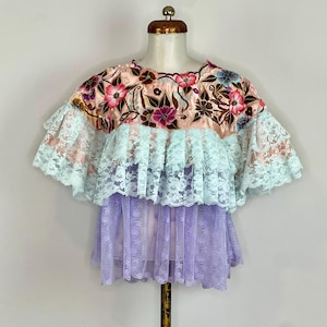 Reworked traditional embroidery, Vintage Mexican huipil with embroidered flowers, mexican huipil, mexican top, huipil, flowers blouse