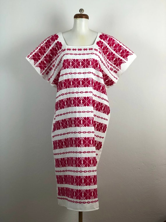 Mexican embroidered dress, XL dress, hand Embroide