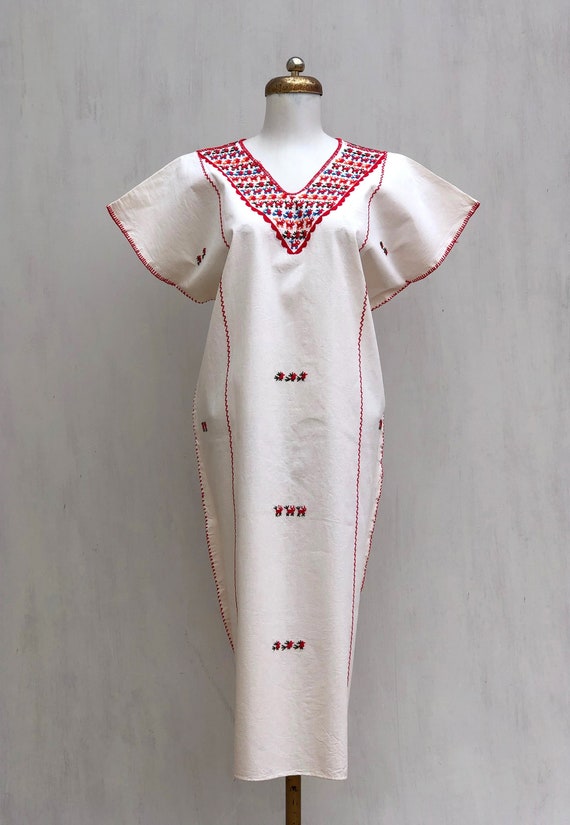 Hand embroidered Oaxaca dress, Mexican embroidered