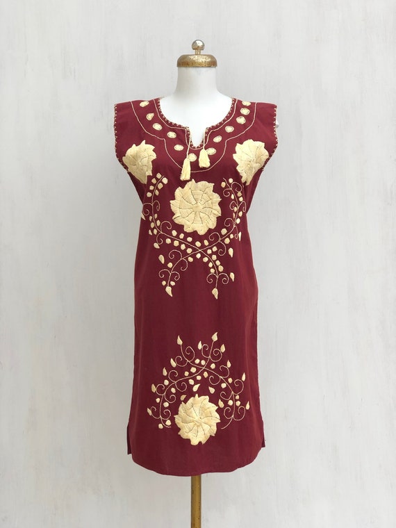 Mexican dress with hand embroidered flowers, mexic
