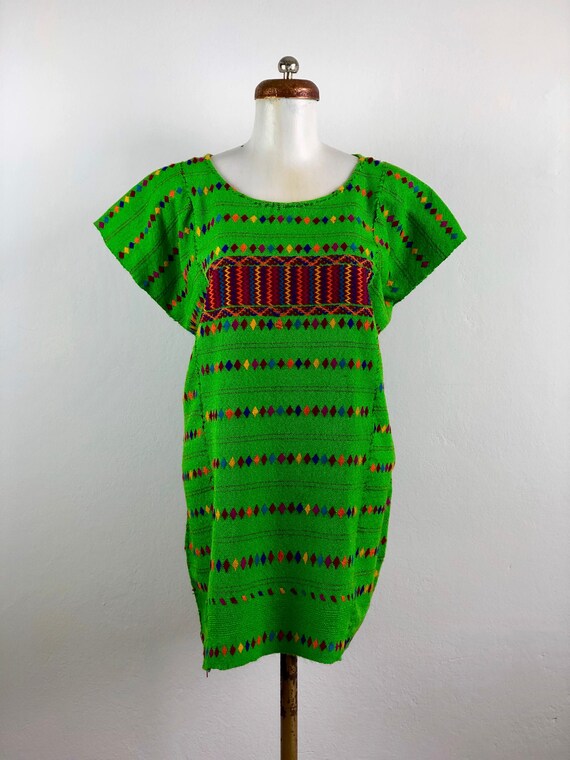 Hand Woven mexican blouse in green cotton, Mexican