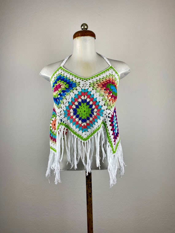 gipsy top, crochet top, hand crafted top, woven cr