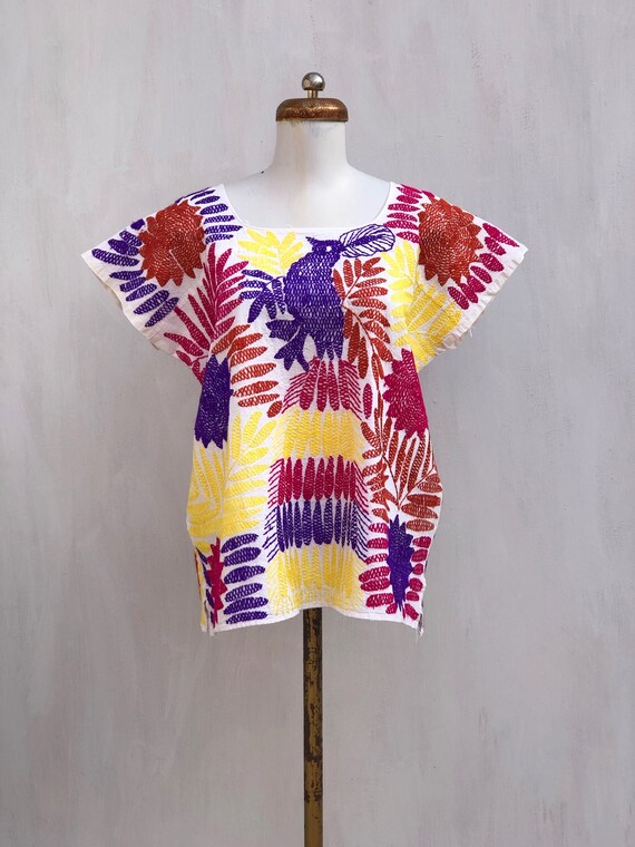 Embroidered mexican blouse, Mexican blouse with ha