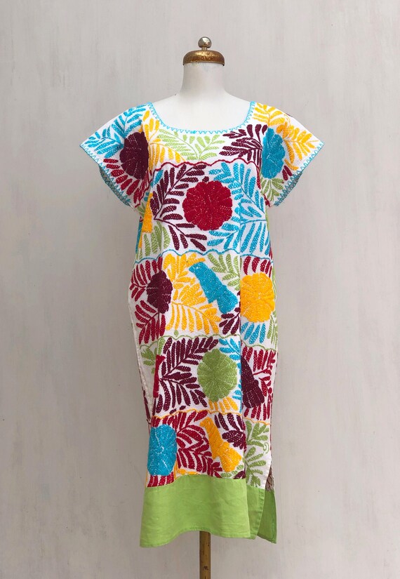 Embroidered mexican dress, Mexican dress with hand
