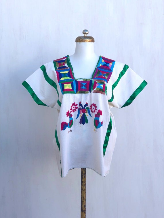 Mexican embroidered blouse, mexican hand embroider