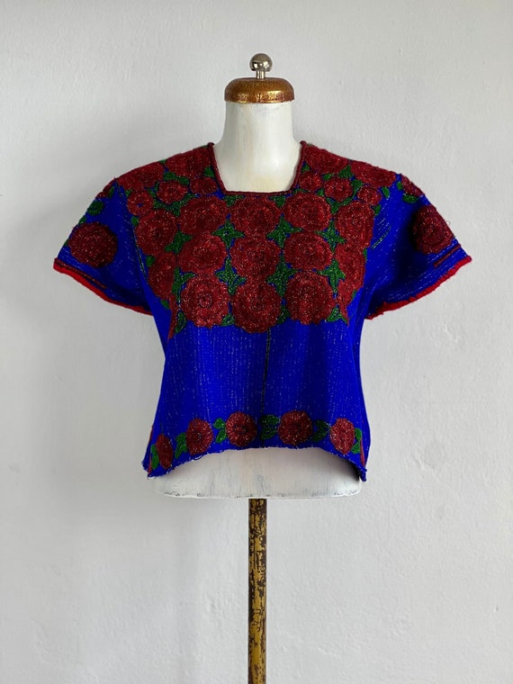Vintage huipil, Mexican embroidered blouse, Vinta… - image 1
