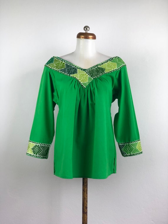 Embroidered mexican blouse, mexican blouse with ha