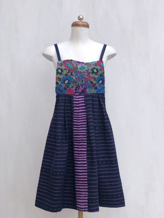 Mexican dress with embroidered flowers, embroidere
