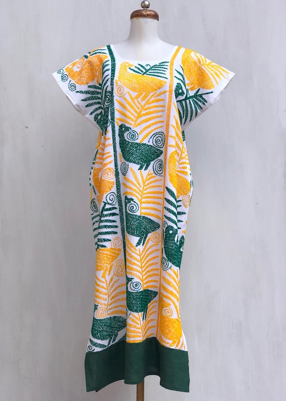 Embroidered mexican dress, Mexican dress with hand