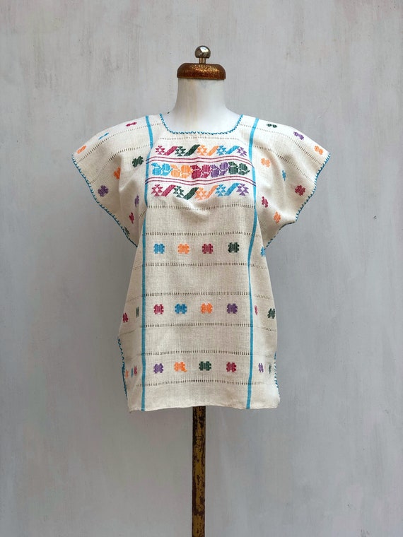 Hand woven mexican blouse, mexican woven blouse, h