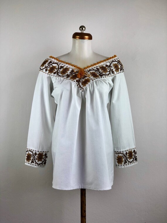 Embroidered mexican blouse, mexican blouse with ha