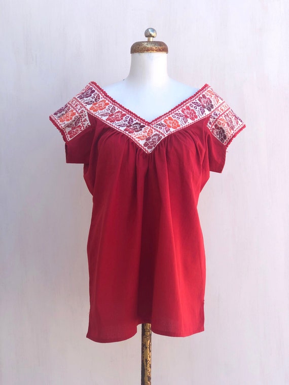 Embroidered mexican blouse, mexican blouse with ha