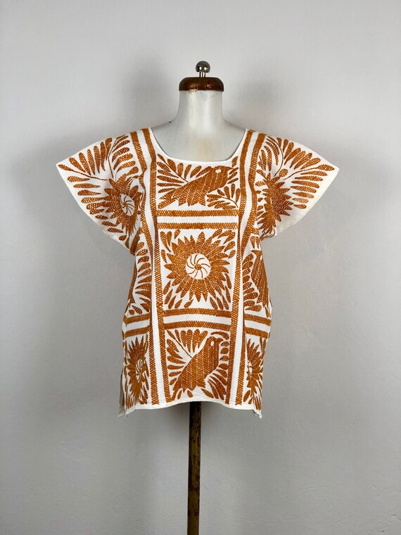 Embroidered mexican blouse, Mexican blouse with ha