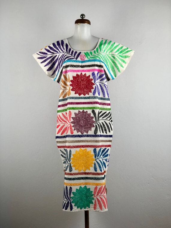 Embroidered mexican dress, Mexican dress with hand