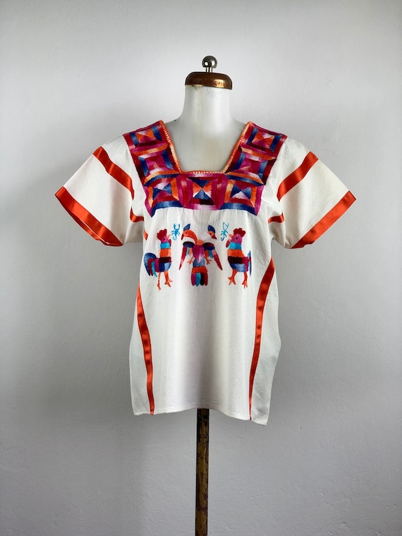 Mexican embroidered blouse, mexican hand embroider