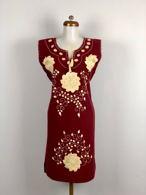 Mexican dress with hand embroidered flowers, mexic