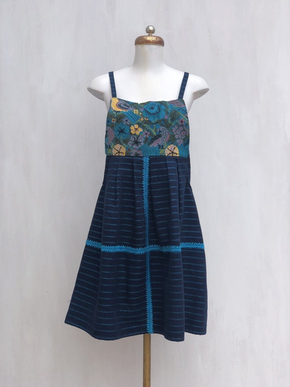 Mexican dress with embroidered flowers, embroidere
