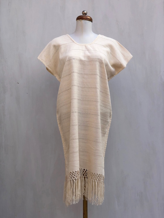 Mexican beige dress, mexican dress, Mexican embroi