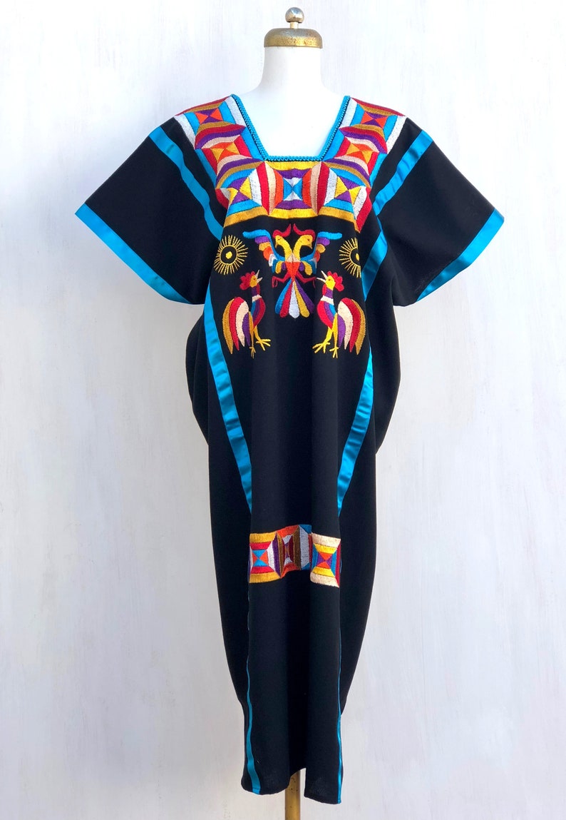 black mexican embroidered dress
