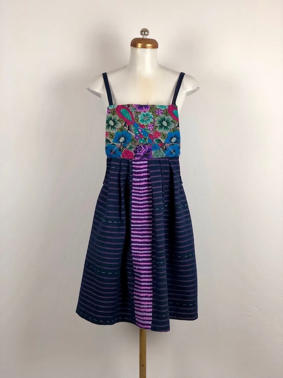 Mexican dress with embroidered flowers, embroidere