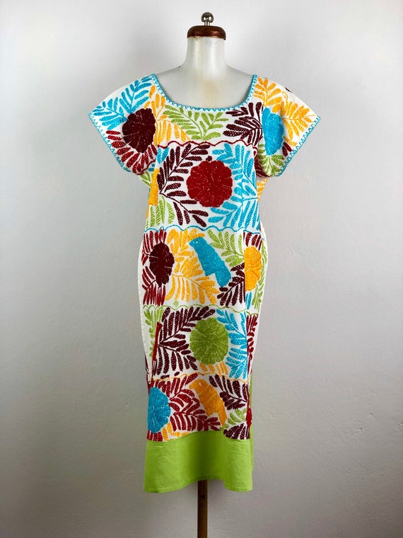 Embroidered mexican dress, Mexican dress with hand
