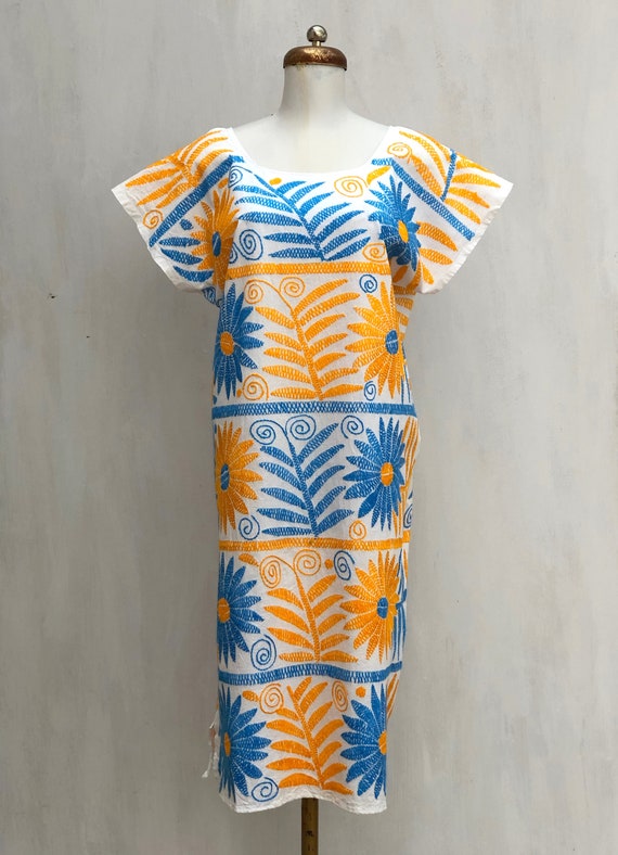 Embroidered mexican dress, Mexican dress with hand