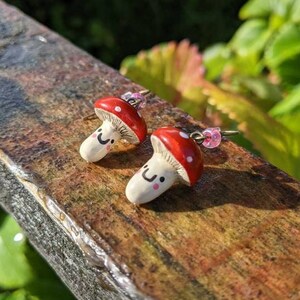 Happy Toadstool Earrings || Handmade