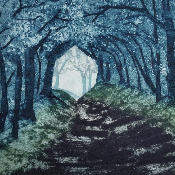The Holloway - A Collagraph Print, Hand Printed by Cotswold Printmaker Jo Biggadike. Limited Edition.