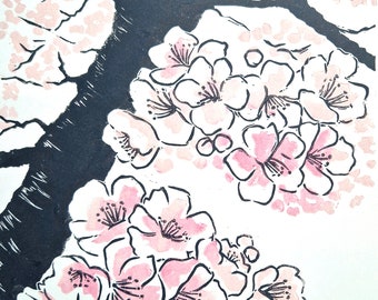 Impresión Linograbado - Flor de Manzana / Impresión Lino Original / Edición Limitada / Flor de Primavera
