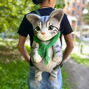 Handmade Felt Cat Backpack for Kids & Cat Lovers | Ukrainian Crafted