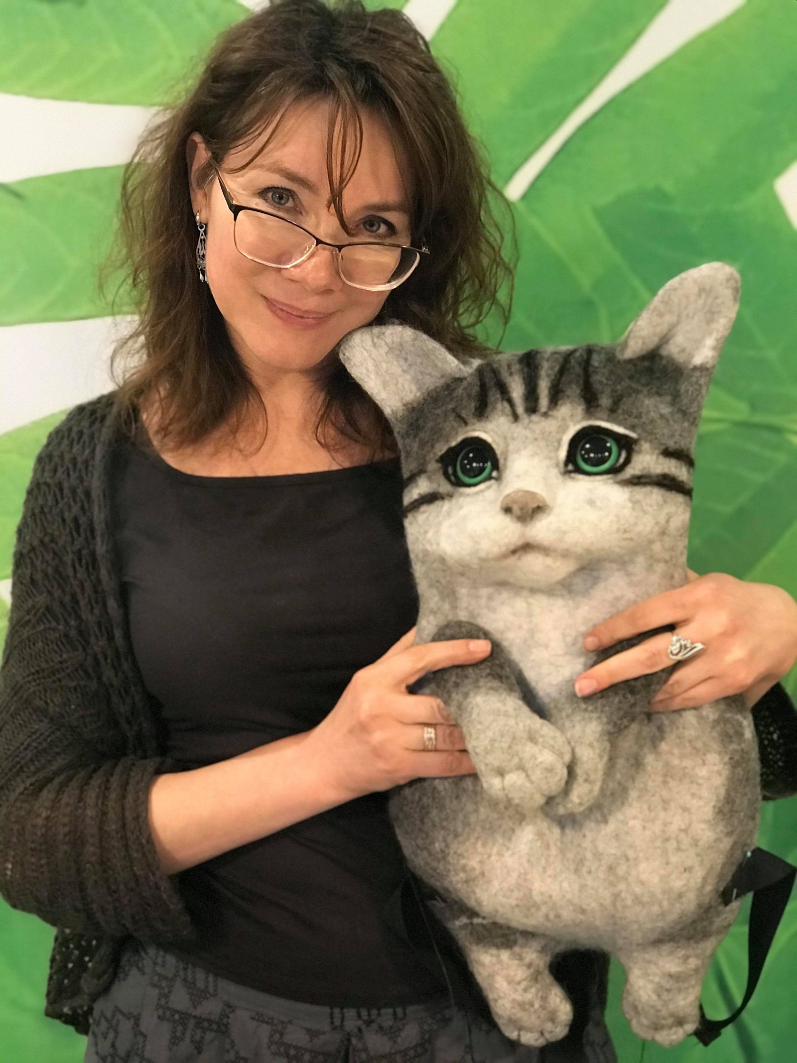 Backpack cat Felt Backpack Felt Bag Funny Kitty Etsy