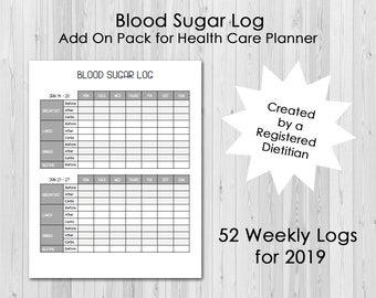 blood sugar log etsy