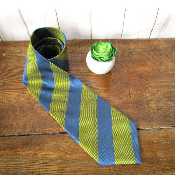 00s Vintage Hugo Boss Tie Silk Tie Silk Necktie Vintage Tie Designer Tie Vintage Silk Tie Vintage Necktie Blue Yellow Stripes Silk Tie 90s